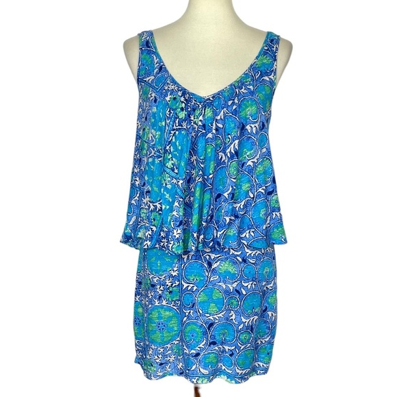 Plenty by Tracy Reese Dress Womens XS Blue Green Sleeveless Layer Lined‎ Rayon - Picture 1 of 9